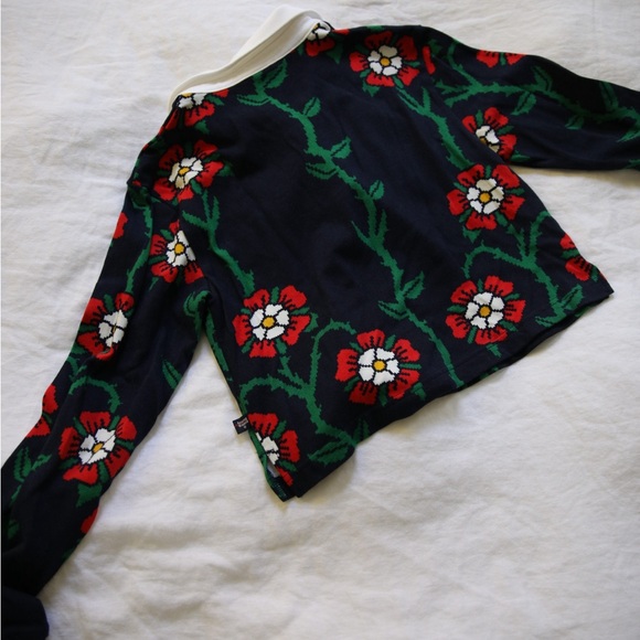 Rowing Blazers Navy Floral Polo Shirt - Picture 2 of 2